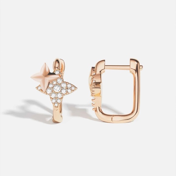 APM Monaco MÉTÉORITES ROSE GOLD SQUARE HOOP EARRINGS 18K ROSE GOLD PLATED - Picture 1 of 6